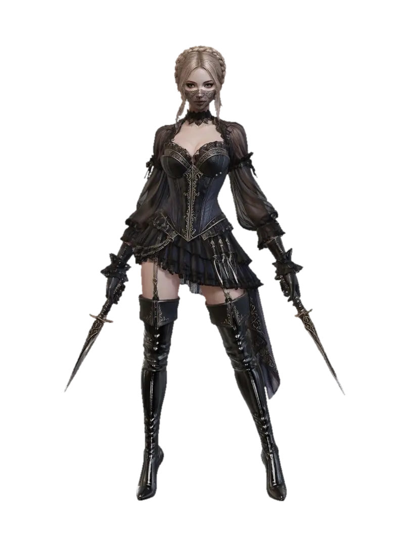 Lace and Steel Nightblade - Rococo-3D-Modell, KI-generiert