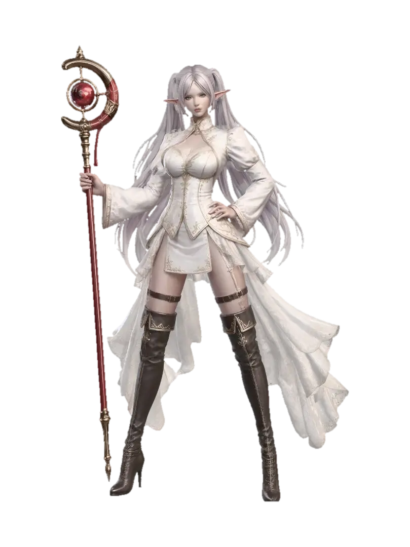 Celestia the White Enchantress - Rococo-3D-Modell, KI-generiert