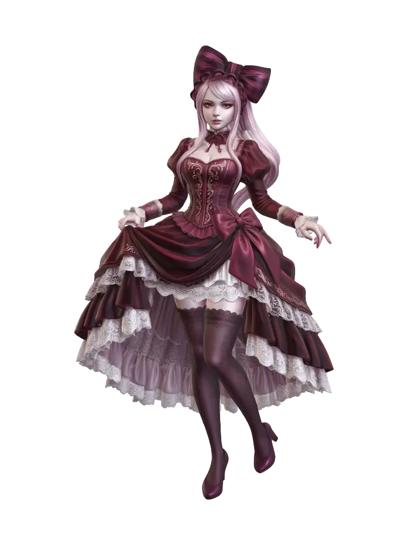 Lady Shalltear - Rococo-3D-Modell, KI-generiert