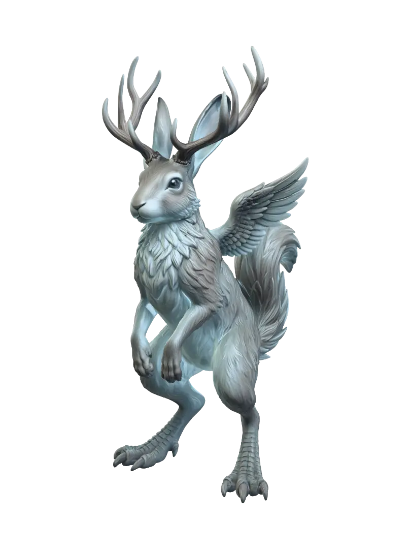 Wolpertinger - Hare 3D model, vytvořený pomocí AI