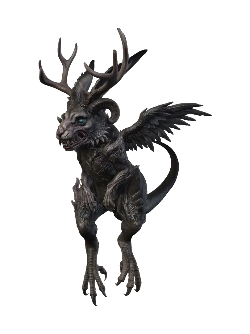 Grim Wolpertinger - Hare 3D model, vytvořený pomocí AI