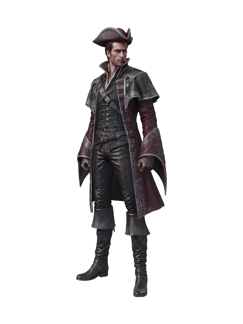 Crimson Corsair - Rococo-3D-Modell, KI-generiert