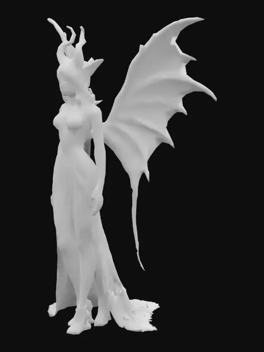 3D model for #fairy#, succubus faerie, light skinned, pinkish wings and horn, elegant body, ultra realistic, extremely detailed 8k