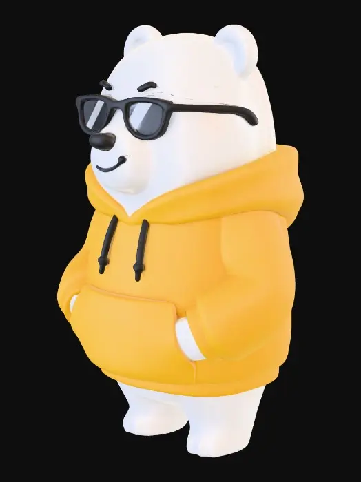 3D model for Cool Bear in Yellow Hoodie