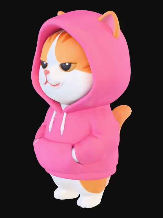 3D model for Cool Cat in Hoodie