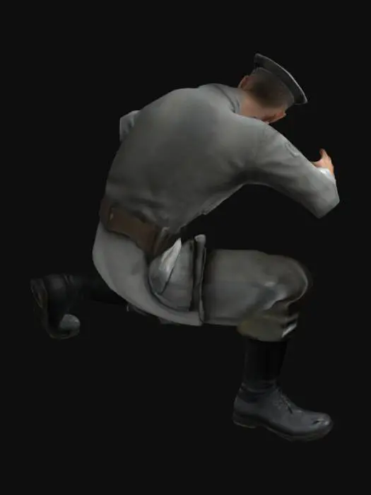 3D model for Generate a detailed a German soldier during World War II, No weapon, silver uniform, ultra detailed, realistic , ultra realistic, T pose, full body 