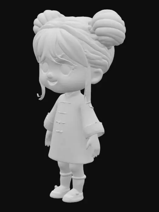 3D model for little Chinese girl wearing qipao.