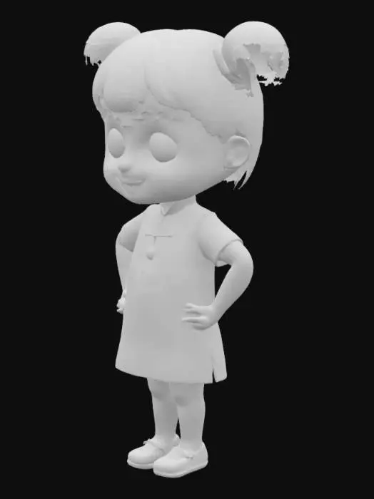 3D model for little Chinese girl wearing qipao.