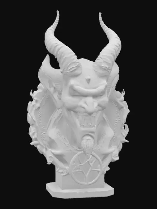 3D model for Overly Large bust of our lord and master Satan with a Pentagram entrance from hell