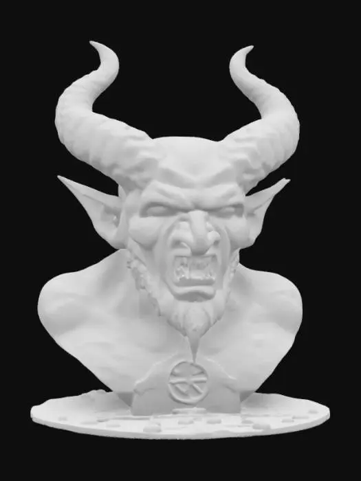 3D model for Overly Large bust of our lord and master Satan with a Pentagram entrance from hell