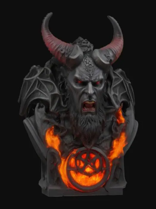 3D model for Overly Large bust of our lord and master Satan with a Pentagram entrance from hell