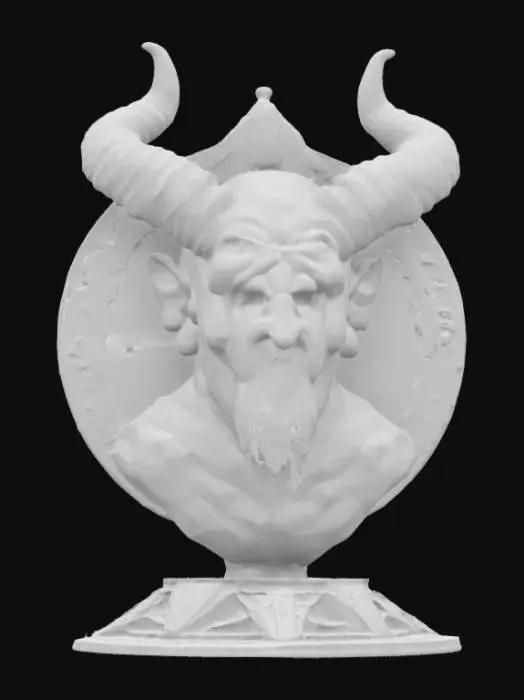 3D model for Overly Large bust of our lord and master Satan with a Pentagram entrance from hell