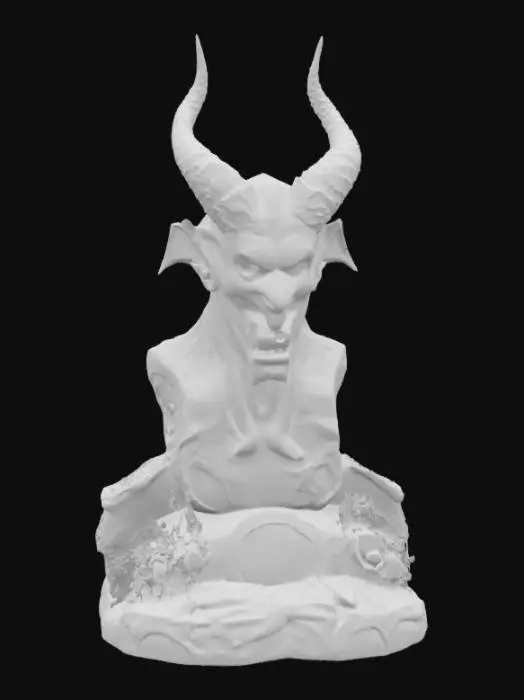 3D model for Overly Large bust of our lord and master Satan with a Pentagram entrance from hell