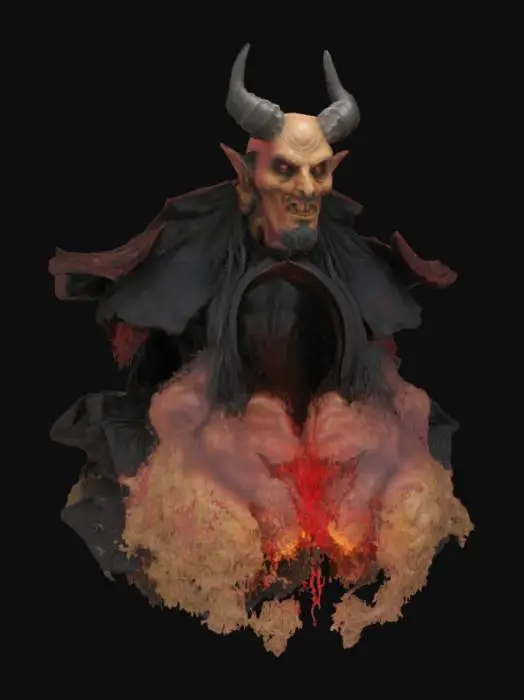 3D model for Overly Large bust of our lord and master Satan with a Pentagram entrance from hell