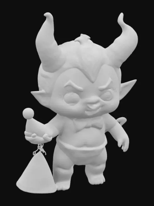 3D model for Chibi Satan as a Kewpee doll getting ready for his Bachler party