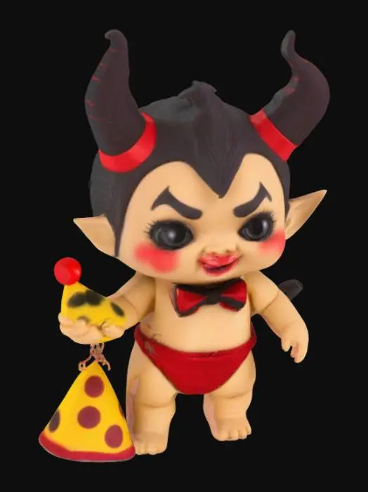 3D model for Chibi Satan as a Kewpee doll getting ready for his Bachler party