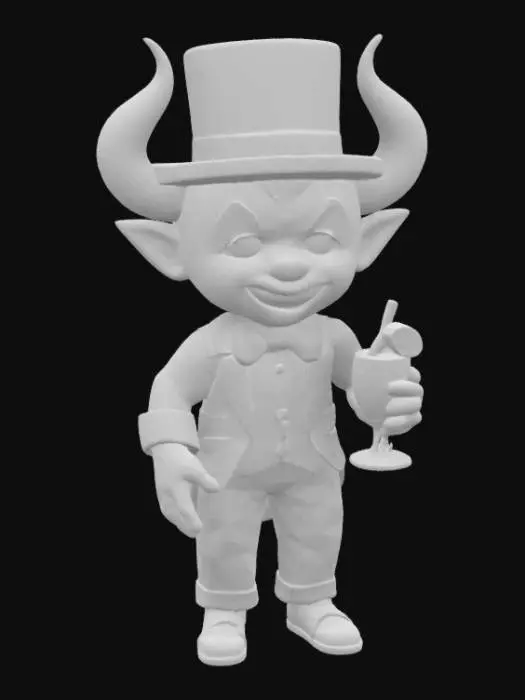 3D model for Chibi Satan as a Kewpee doll getting ready for his Bachler party