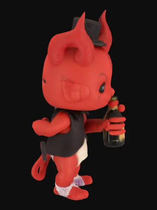 3D model for Chibi Satan as a Kewpee doll getting ready for his Bachler party