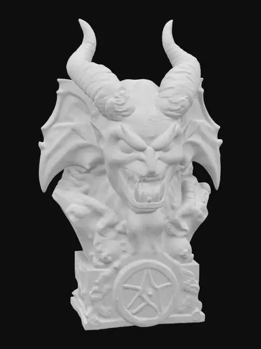 3D model for Overly Large bust of our lord and master Satan with a Pentagram entrance from hell