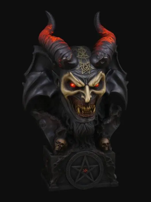 3D model for Overly Large bust of our lord and master Satan with a Pentagram entrance from hell