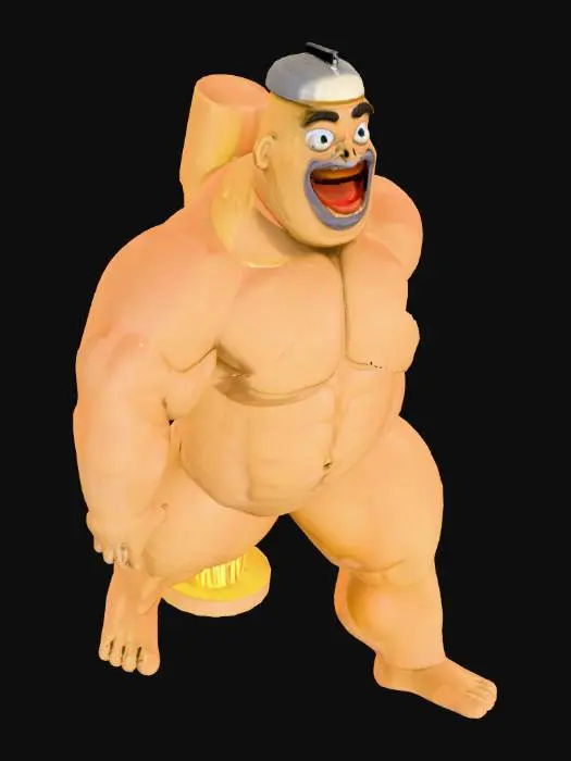 3D model for Mega Muscles Mayonnaise Jar posed for Rigging bones in animation