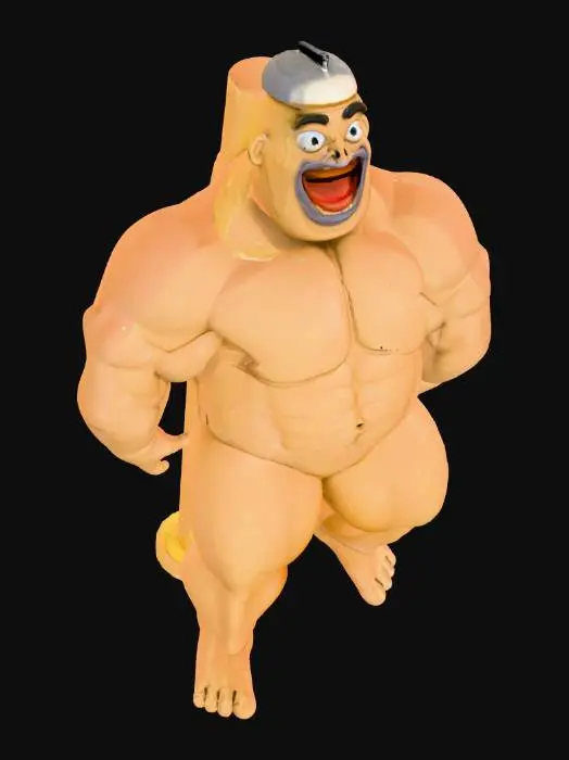 3D model for Mega Muscles Mayonnaise Jar posed for Rigging bones in animation