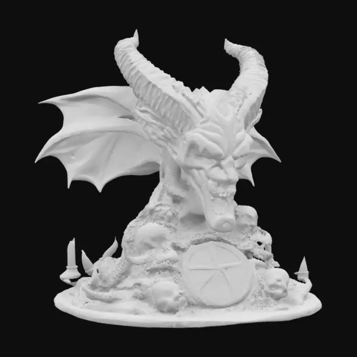 3D model for Overly Large bust of our lord and master Satan with a Pentagram entrance from hell