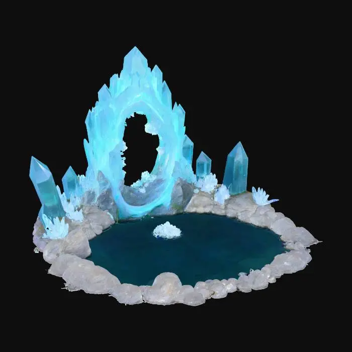 3D model for Crystalline Formation surrounding an Enchanting Pond with magic portal