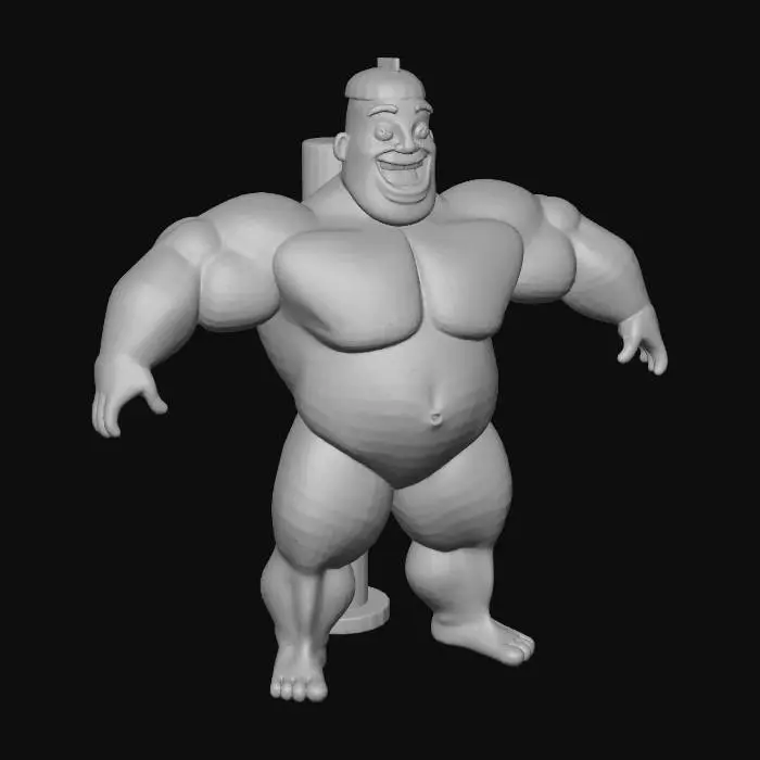 3D model for Mega Muscles Mayonnaise Jar posed for Rigging bones in animation