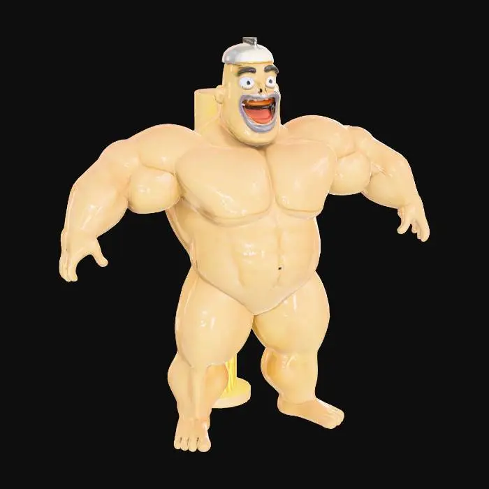 3D model for Mega Muscles Mayonnaise Jar posed for Rigging bones in animation