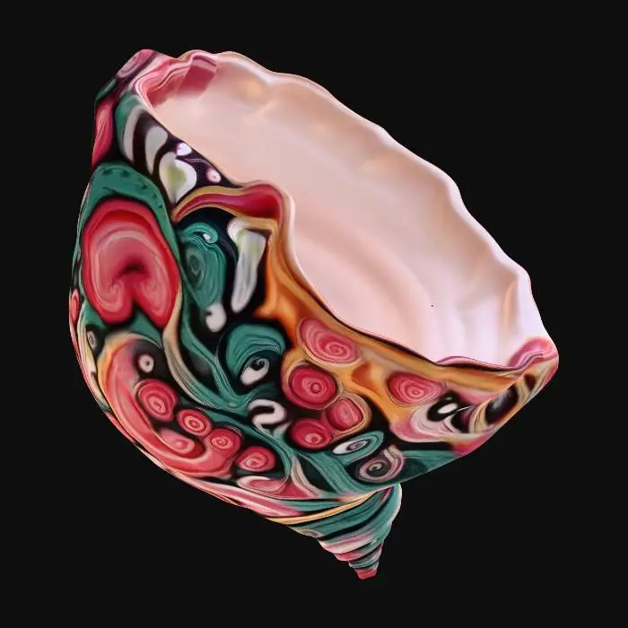 3D model for Ornate conch shell with a universe in the bell.