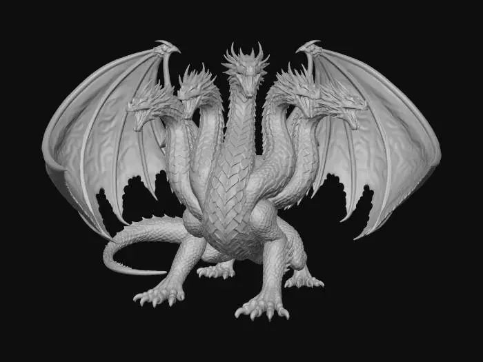 3D model for Chromatic Majesty Tiamat with 5 heads
