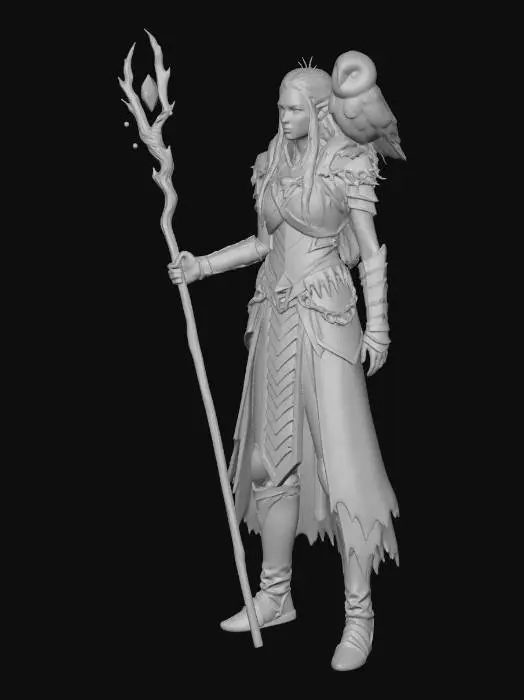 3D model for Mystic Druid Elf with Owl