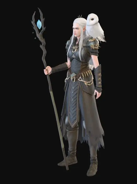 3D model for Mystic Druid Elf with Owl
