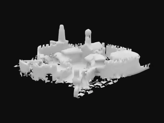3D model for #AroundTheWorld#, [Sri Lanka] Generate a detailed 3D model of Galle Fort. Show the blended Portuguese, Dutch, and British colonial architecture. Include the stone ramparts, Galle Lighthouse, Dutch Reformed Church, narrow streets with colonial buildings, and the clock tower. Add textures for the stone walls and roofing. Capture the historical and architectural significance of this UNESCO World Heritage Site. Show the ocean surrounding the fort for context.