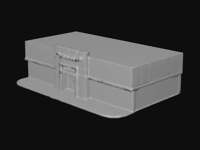 3D model for "Low-poly Chevrolet car dealership, modern design with large glass windows, flat roof, Chevrolet logo on the front, parking lot with 2 or 3 cars, game-ready model, suitable for Roblox driving simulator, clean geometry, optimized for performance."