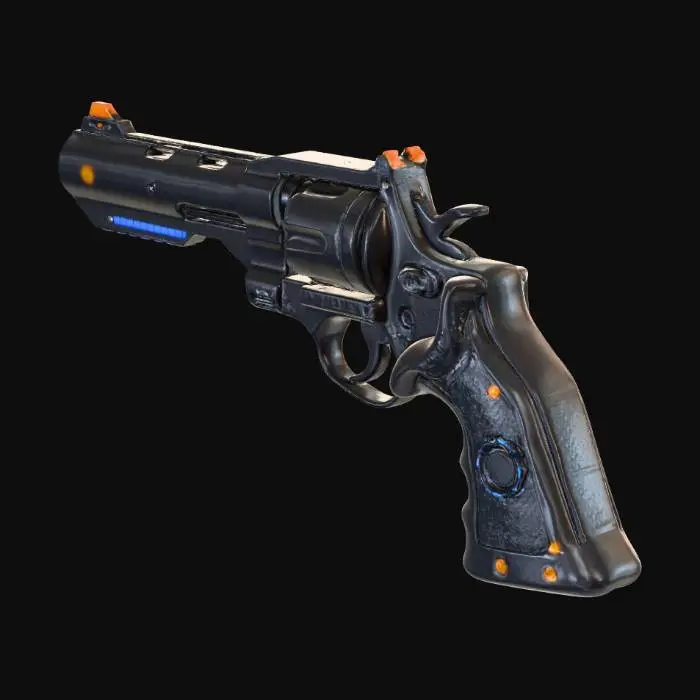 3D model for револьвер в стиле киберпанк и хайтек, за основу берем colt navy, добовляем ему брутальных грубых форм, чтобы он стал похож на мощный chipa rhino