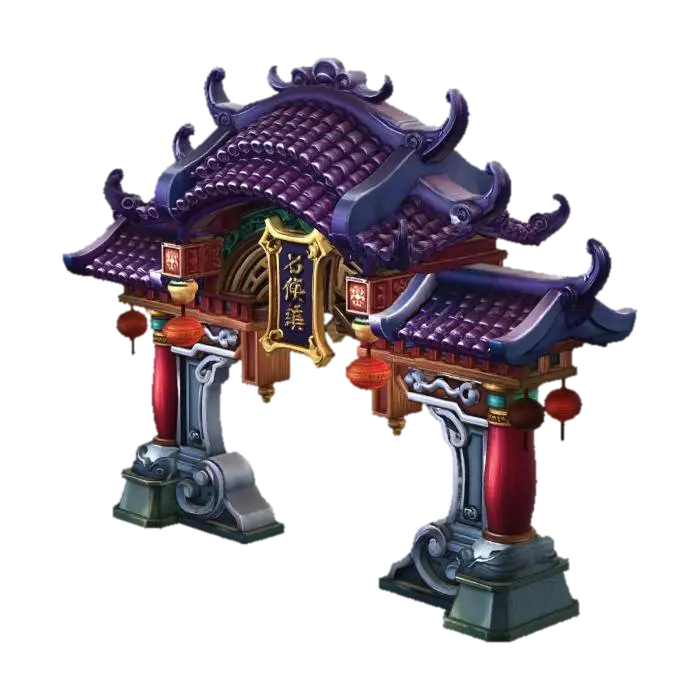 Mô hình 3D của Seven Heroes Town Gate, được tạo bằng AI