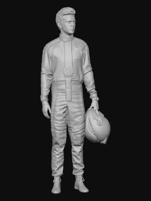 3D model for Ferrari Formula One driver in red race suit with helmet