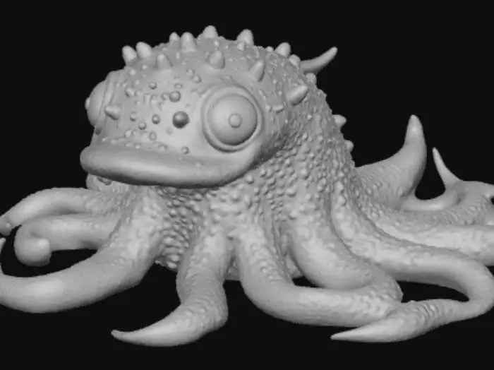 3D model for Bioluminescent chemical monster, surrounded by bioluminescent hazardous barrels.