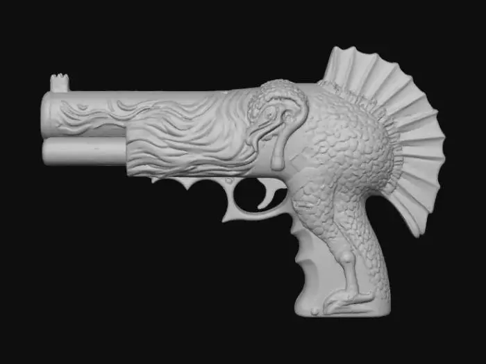 3D model for High detail, #Thanksgiving# style weapon, with cooked turkey design.
