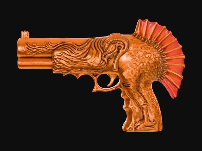 3D model for High detail, #Thanksgiving# style weapon, with cooked turkey design.
