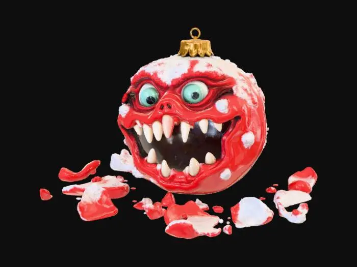 3D model for High detail, shattered Christmas Ornament, designed like a monster.