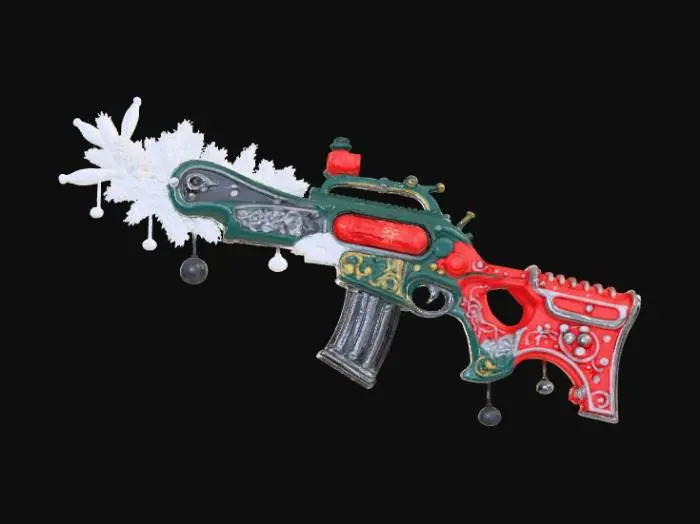 3D model for High detailed, abstract, extravagant, weapon, with Christmas Design.