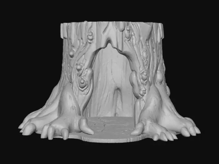 3D model for Open doored per enclosure, large hollow interior, designed like a fantasy wooden stump, #Christmas2025#