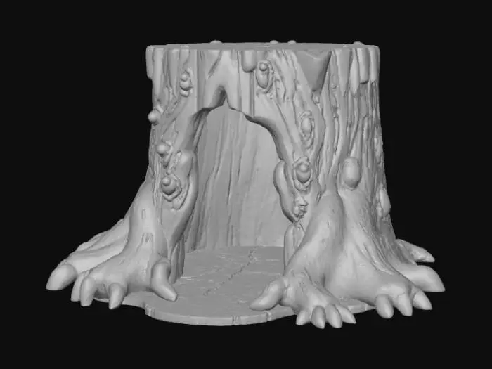 3D model for Open doored per enclosure, large hollow interior, designed like a fantasy wooden stump, #Christmas2025#