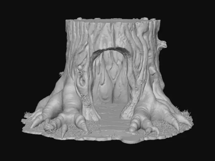 3D model for Open doored per enclosure, large hollow interior, designed like a fantasy wooden stump, #Christmas2025#