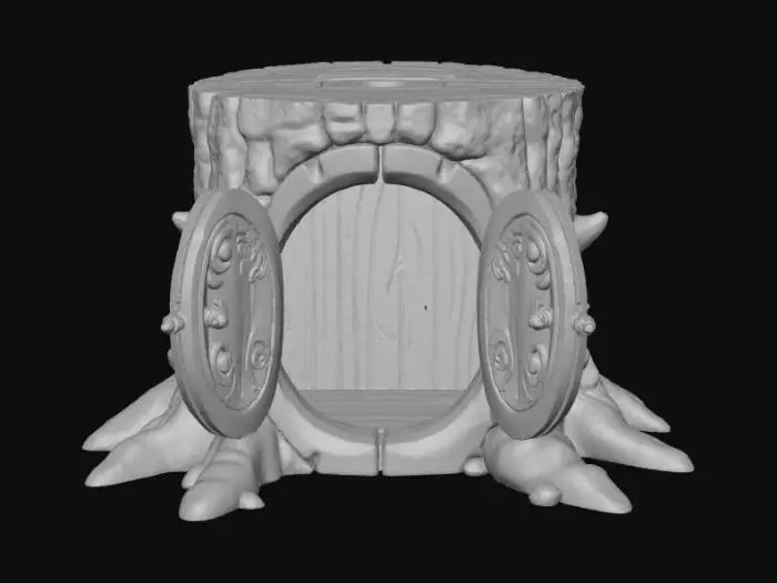 3D model for Open doored per enclosure, large hollow interior, designed like a fantasy wooden stump, #Christmas2025#