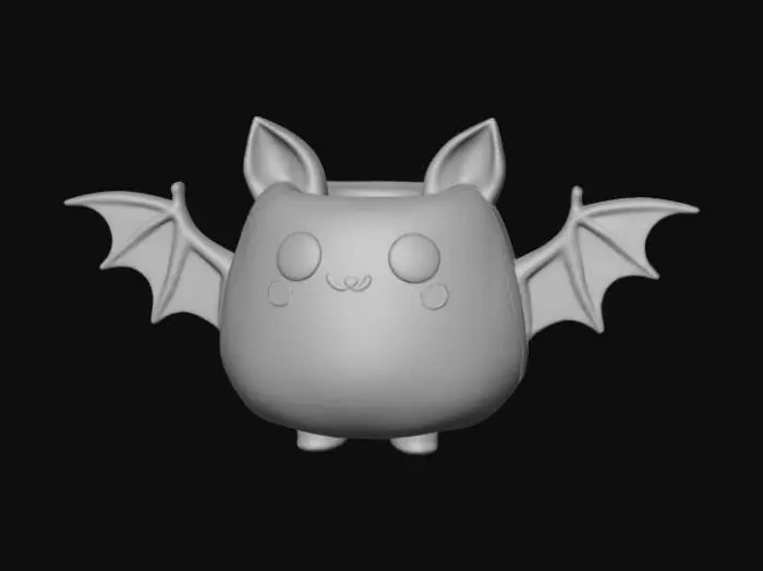 3D model for Low detail, ceramic mug, designed like a upside down kawaii bat