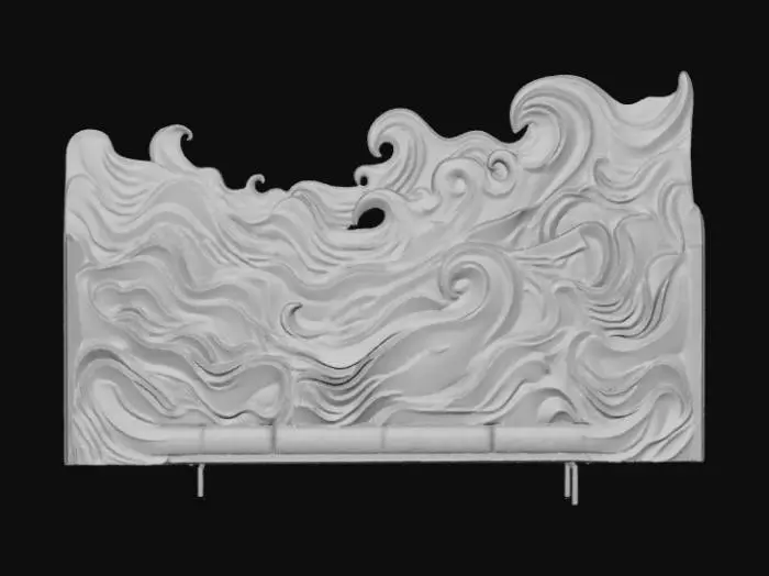 3D model for High detail, abstract, wall art, waves of color.